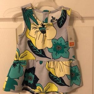 NWT! Baby girls, Joe Fresh, Grey Floral Peplum Tank Top, Size 1T